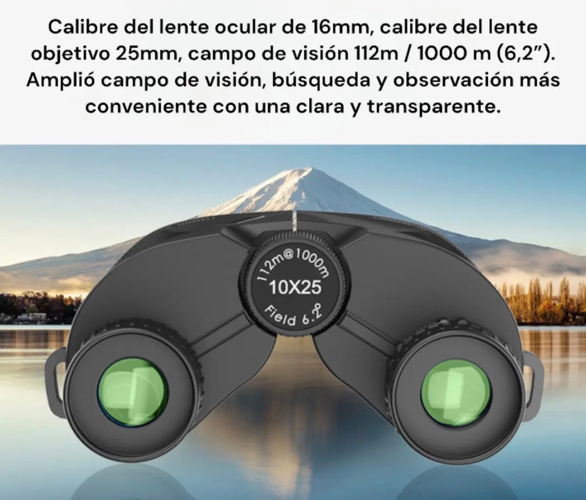 Binoculares Profesionales 10x25 De Largo Alcance 112m/
1000m