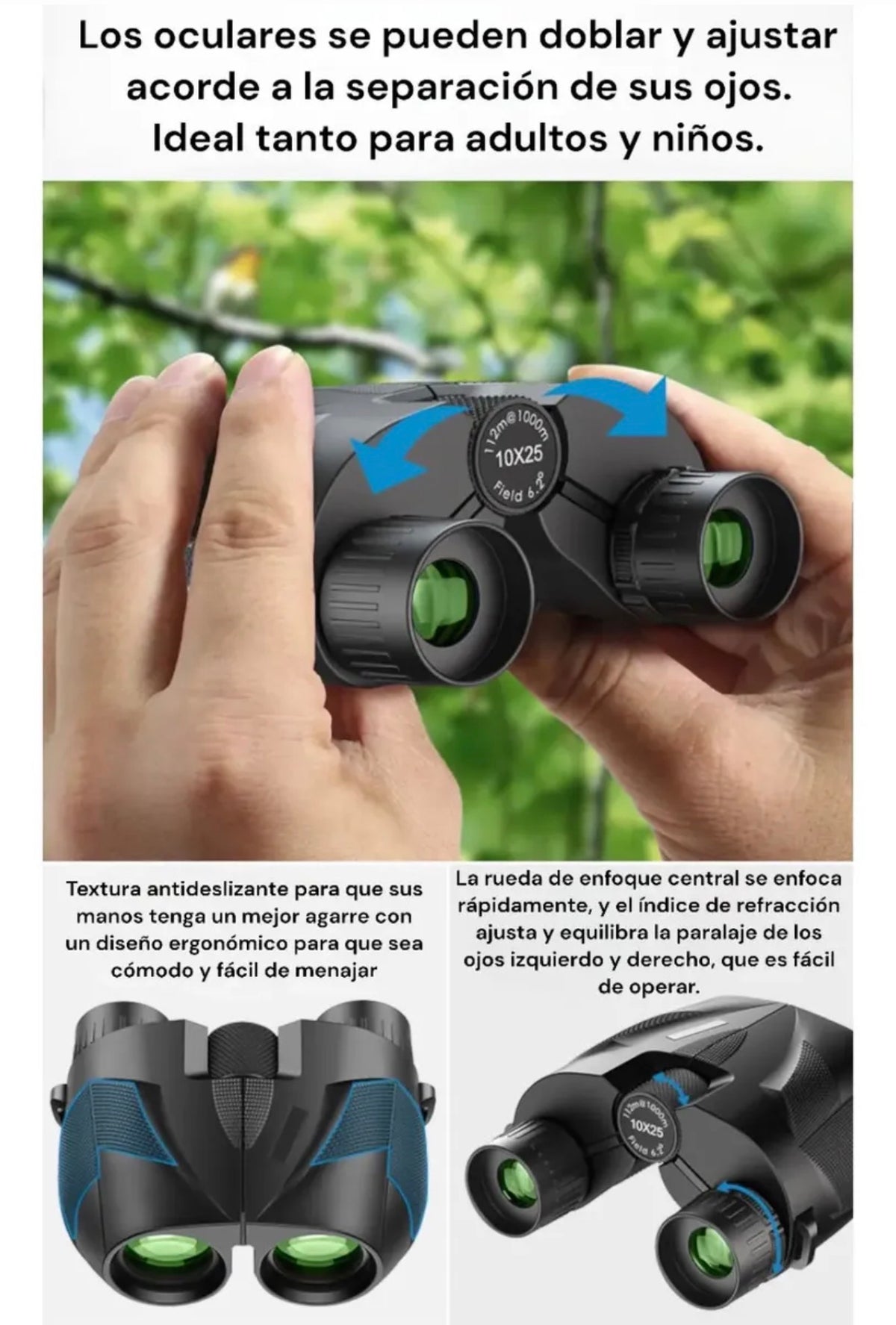 Binoculares Profesionales 10x25 De Largo Alcance 112m/
1000m