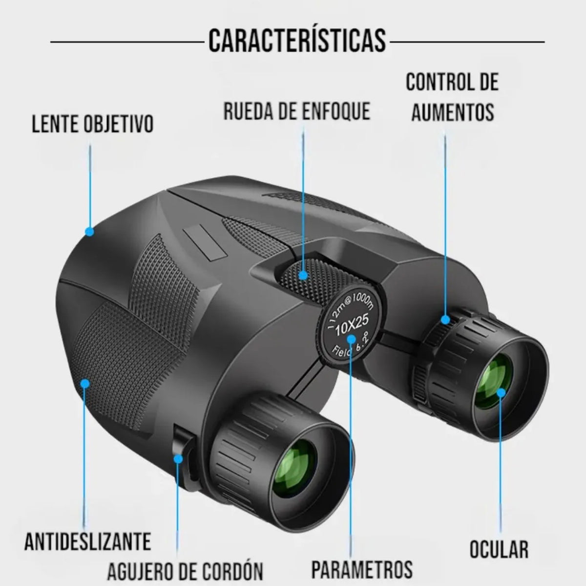 Binoculares Profesionales 10x25 De Largo Alcance 112m/
1000m