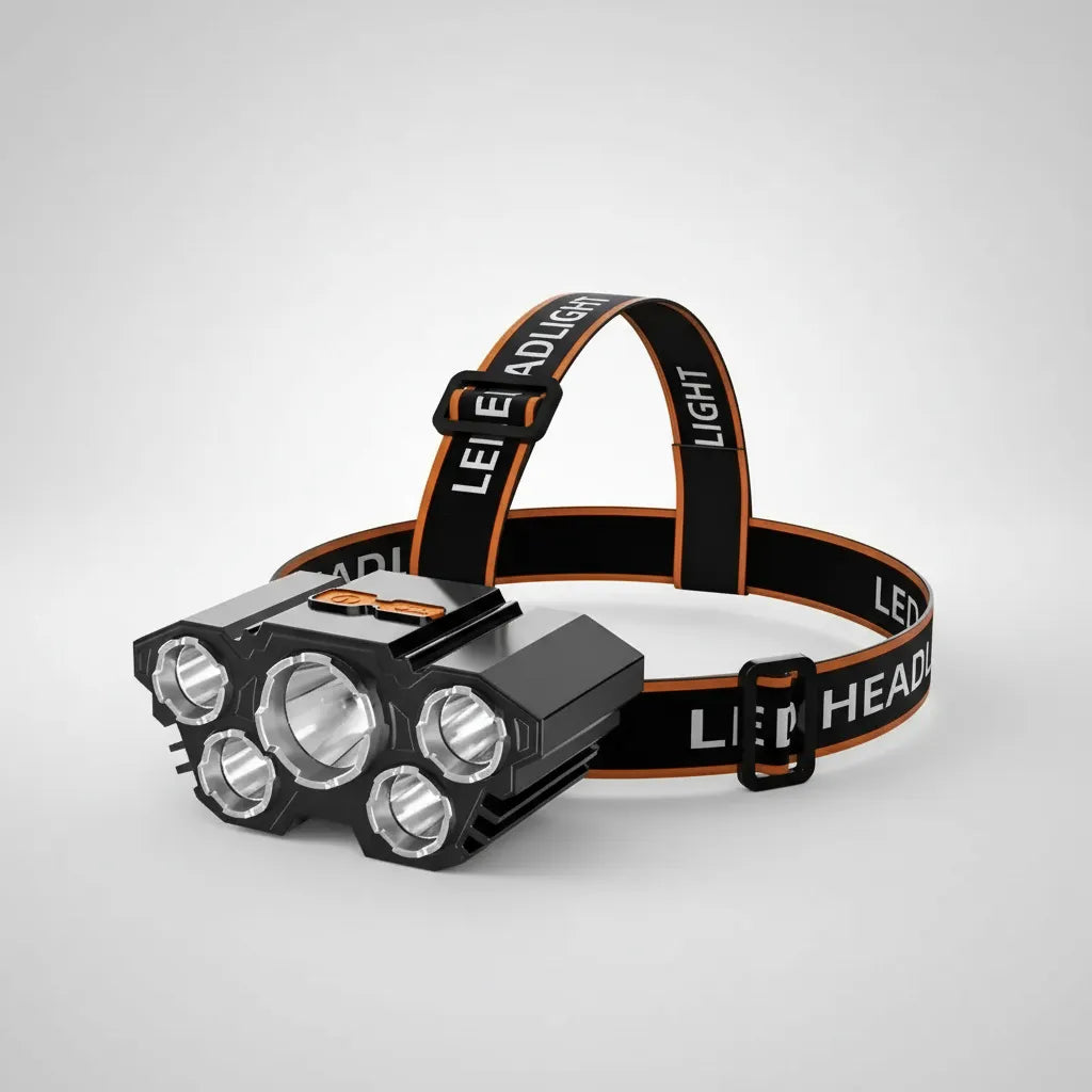 Linterna Frontal Led Recargable Usb 5 Focos Potente