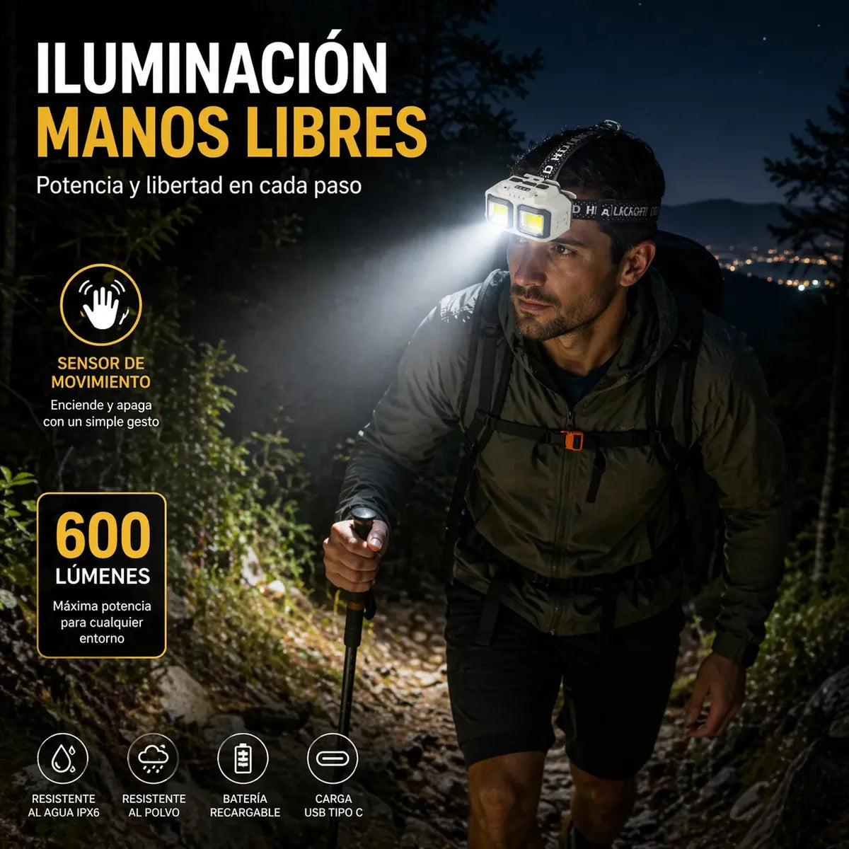 Linterna Frontal Alta Potencia Led 4 Modos luz