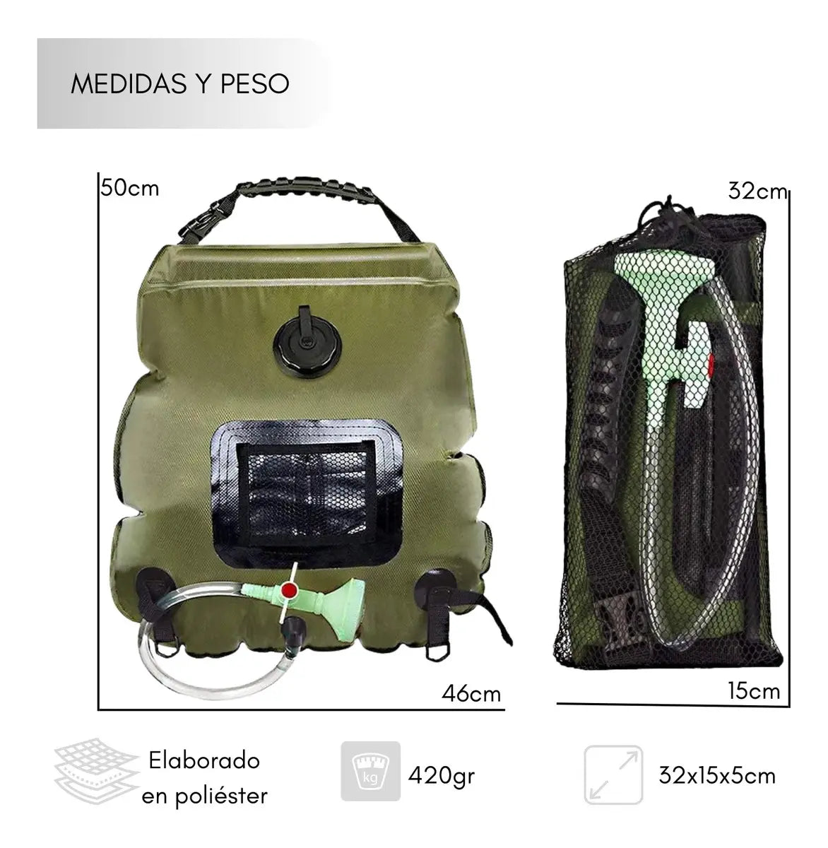 Ducha Camping Solar Bolsa De Baño Portátil Exteriores 20l