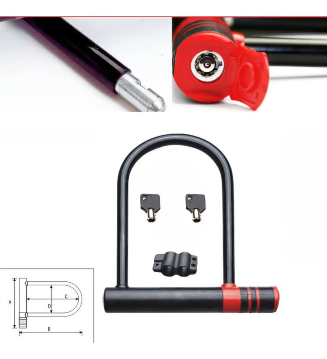 Candado U Lock Para Bicicleta Y Moto 2 Llaves Anti Robo