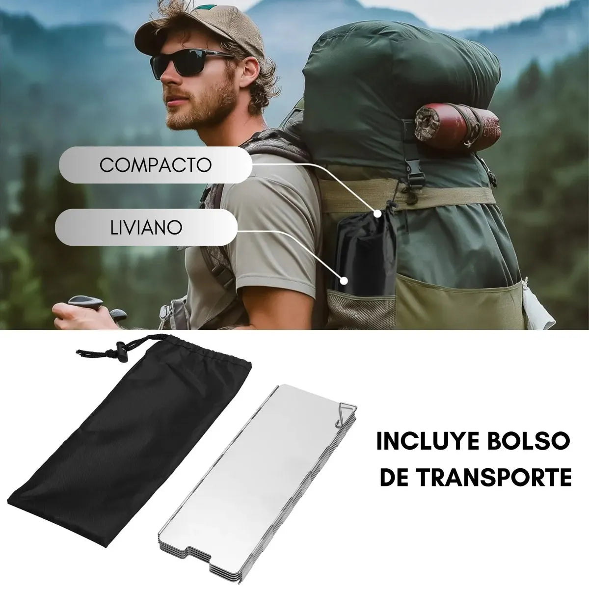 Protector de Viento  Plegable para Cocinilla de camping