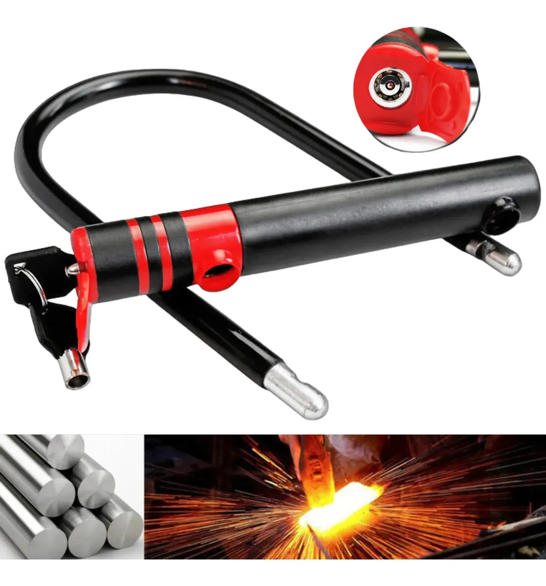 Candado U Lock Para Bicicleta Y Moto 2 Llaves Anti Robo