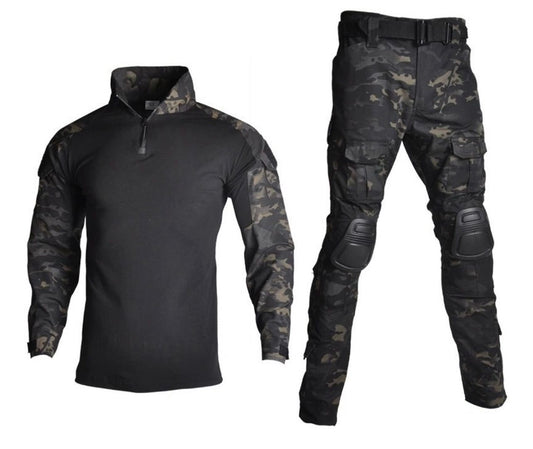 Tenida Combat Shirt Tactica Militar Airsoft Con Protecciónes Multicamblack