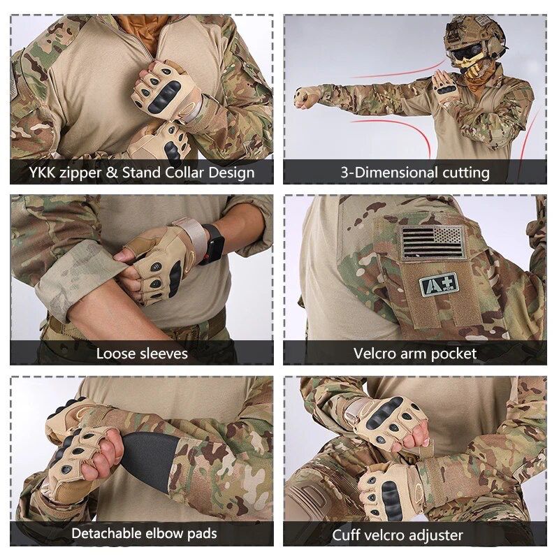 Tenida Combat Shirt Tactica Militar Airsoft Con Protecciónes Multicam