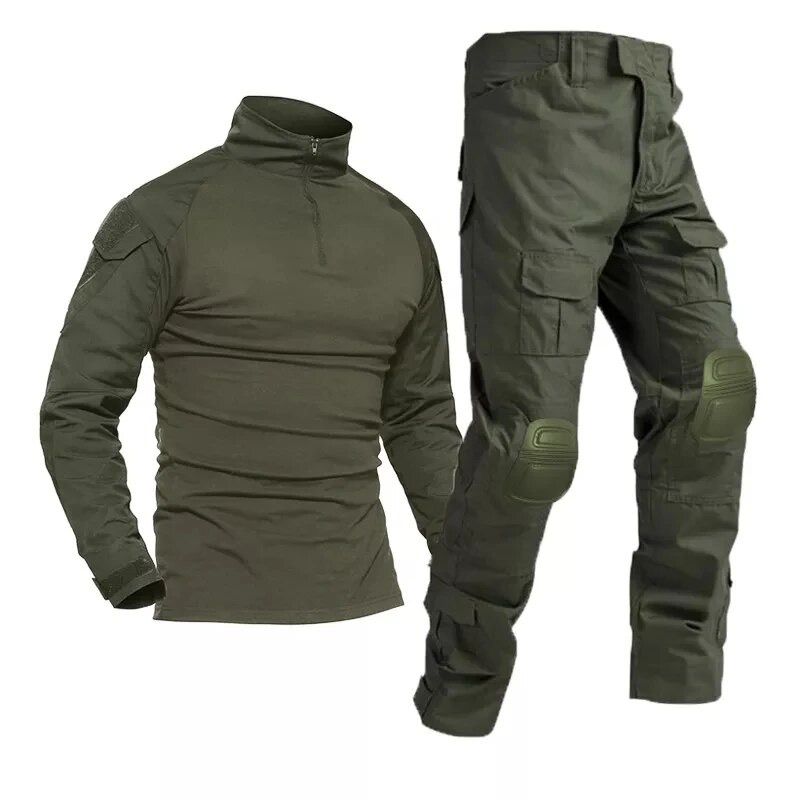 Tenida Combat Shirt Tactica Militar Airsoft Con Protecciónes verde