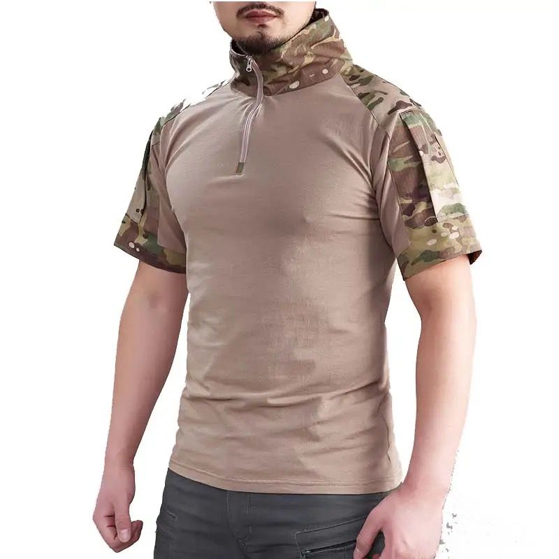 Polera Combat Esdy Shirt Negra Estilo Militar Airsoft Manga Corta multicam