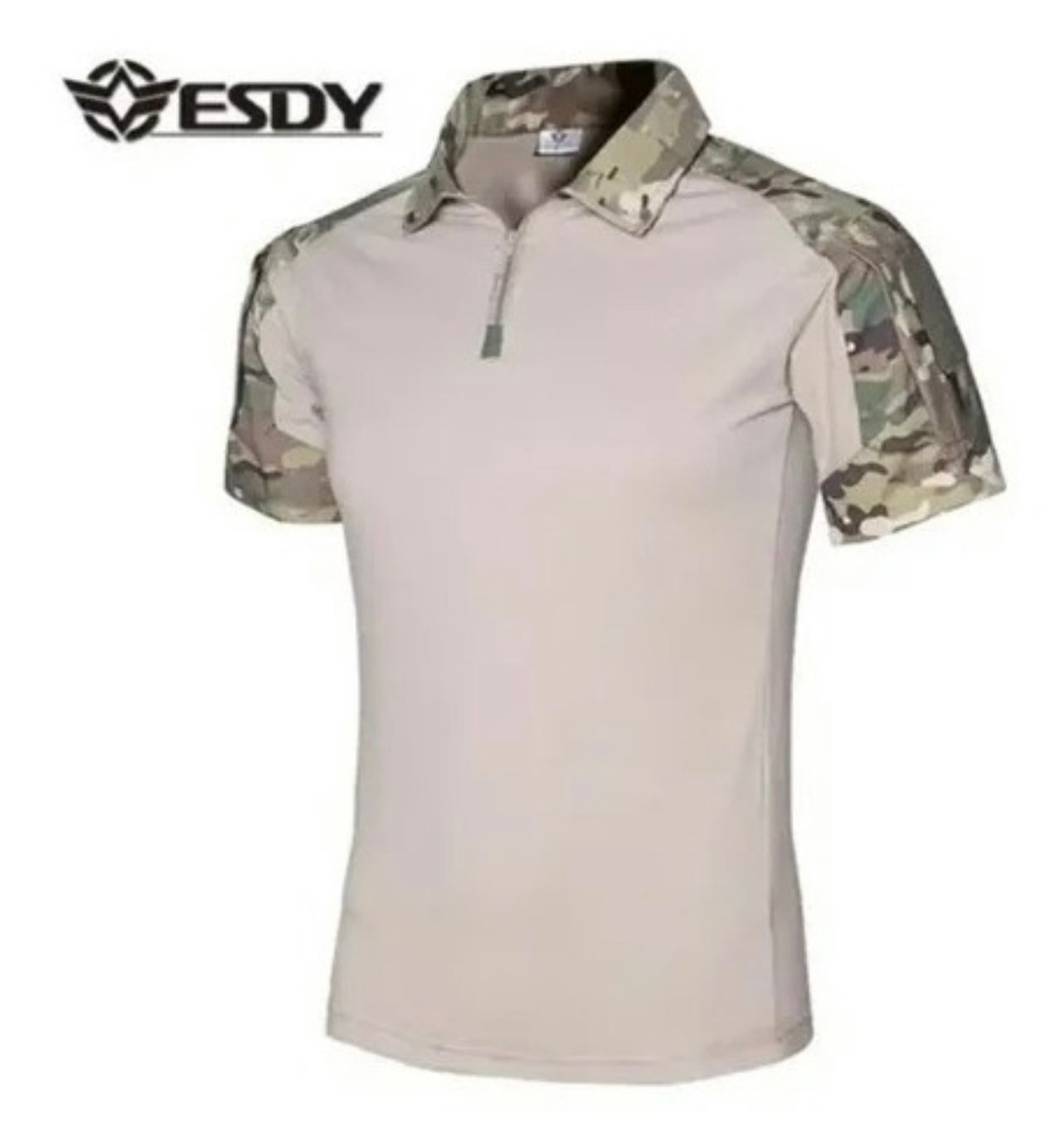 Polera Combat Esdy Shirt Negra Estilo Militar Airsoft Manga Corta multicam