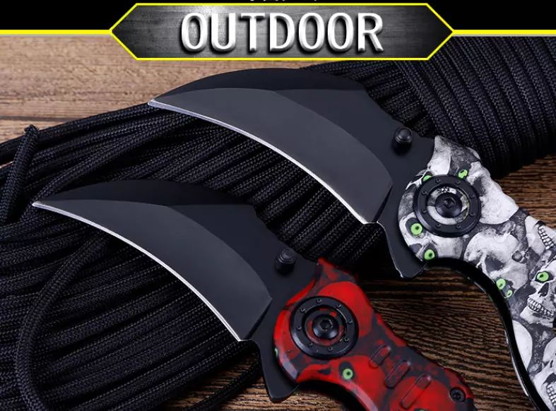 Cuchillo Karambit semi automatico diseño calavera