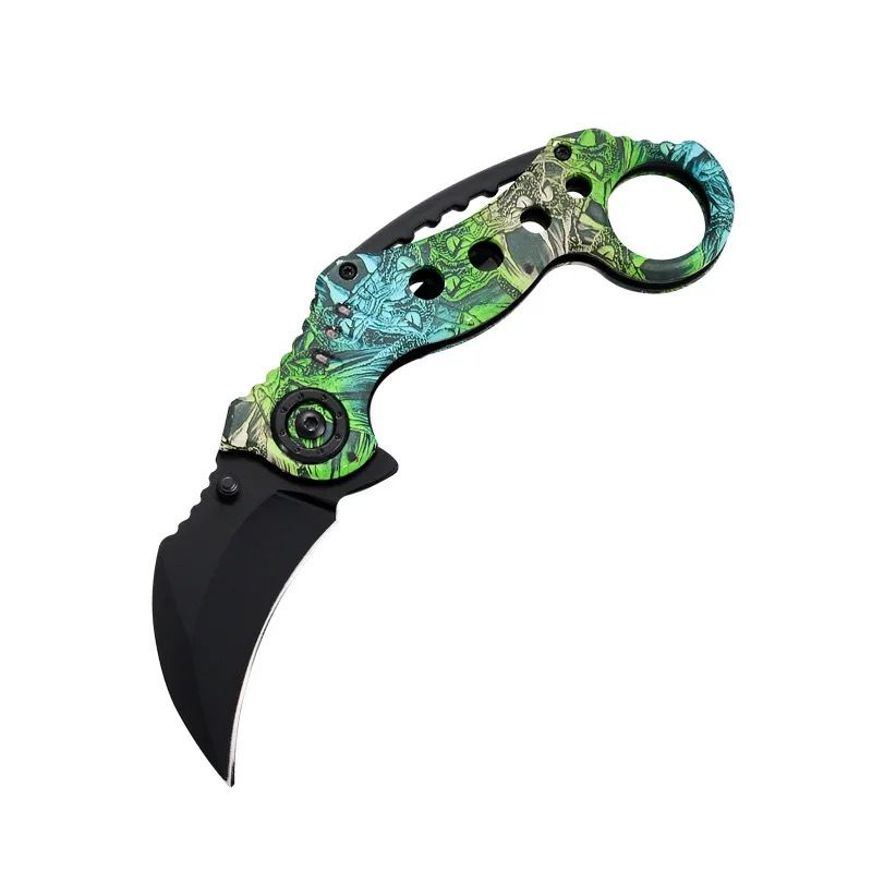 Cuchillo Karambit semi automatico diseño calavera