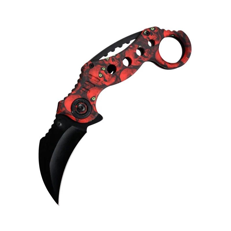 Cuchillo Karambit semi automatico diseño calavera