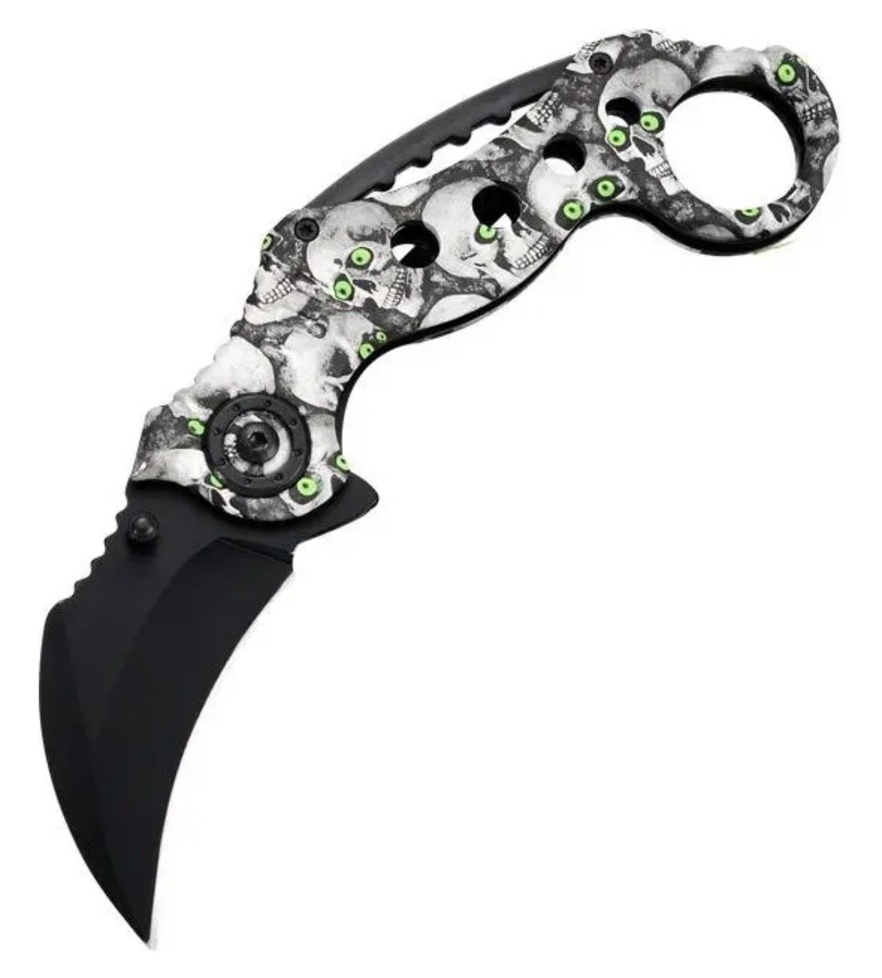 Cuchillo Karambit semi automatico diseño calavera