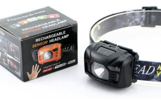 Linterna frontal led con sensor recargable