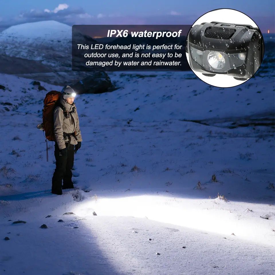Linterna frontal led con sensor recargable