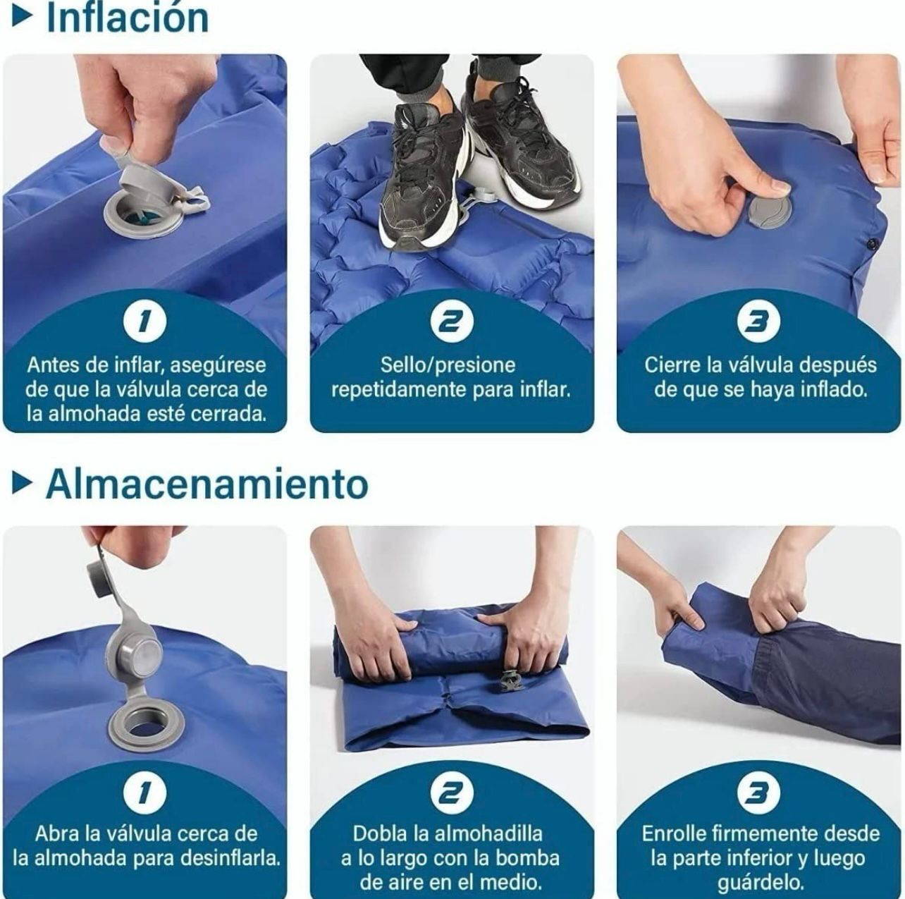 Colchoneta Inflable Plegable Para Acampada Y Senderismo 1 persona