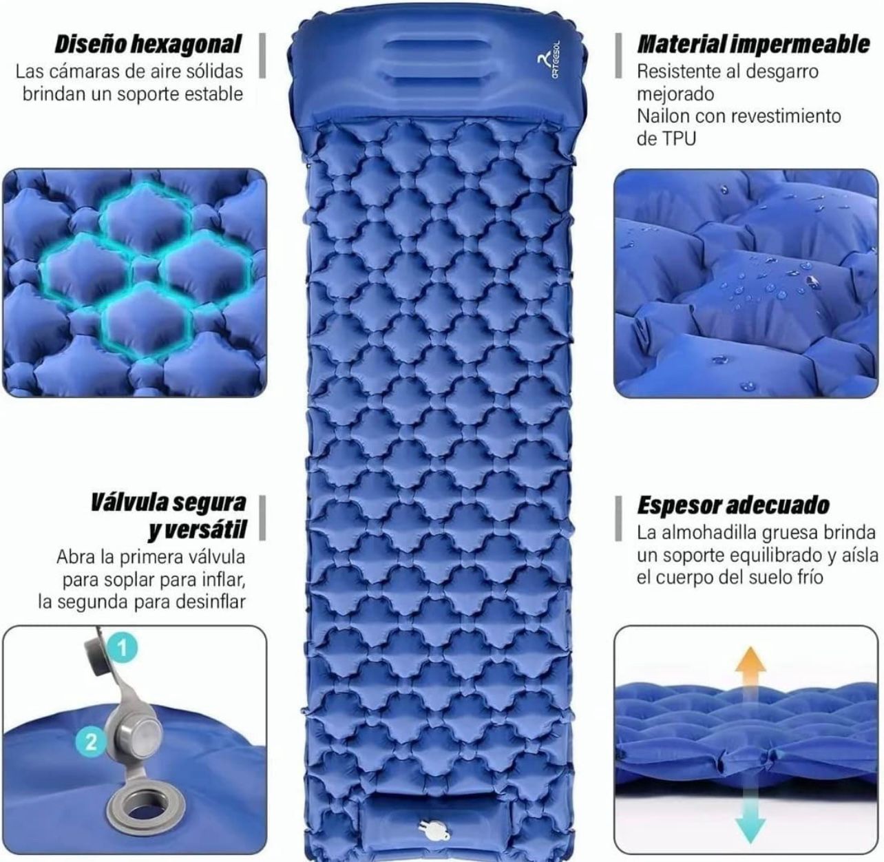 Colchoneta Inflable Plegable Para Acampada Y Senderismo 1 persona